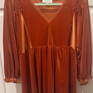 Umgee Burnt Orange Velvet Top